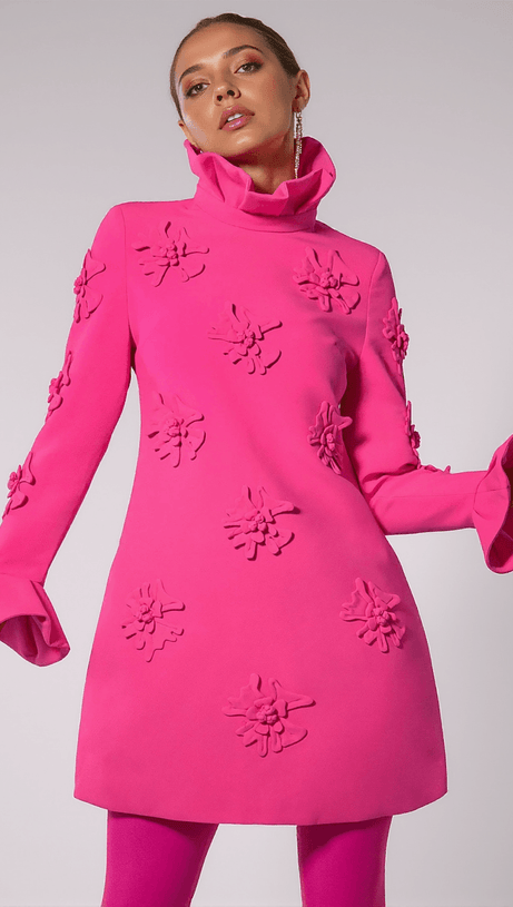 ABITO CON MANICHE A CAMPANA E FIORI 3D CASSIANA