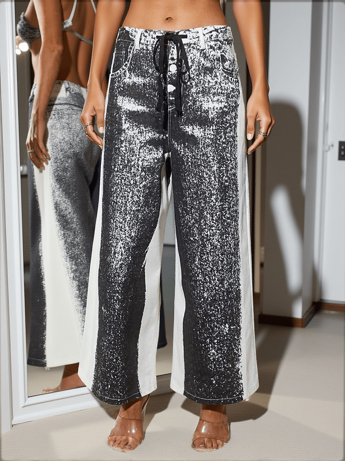 ANONA DENIM PANTS IN BLACK