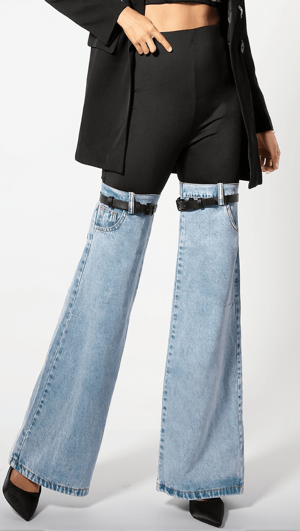 AIIZIE NEREIDA HIGH WAIST COLOR BLOCK WIDE LEG PANTS - product image