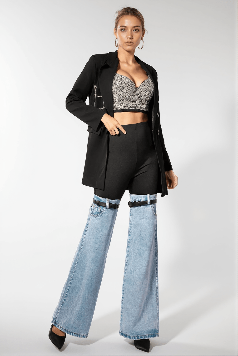 NEREIDA HIGH WAIST COLOR BLOCK WIDE LEG PANTS