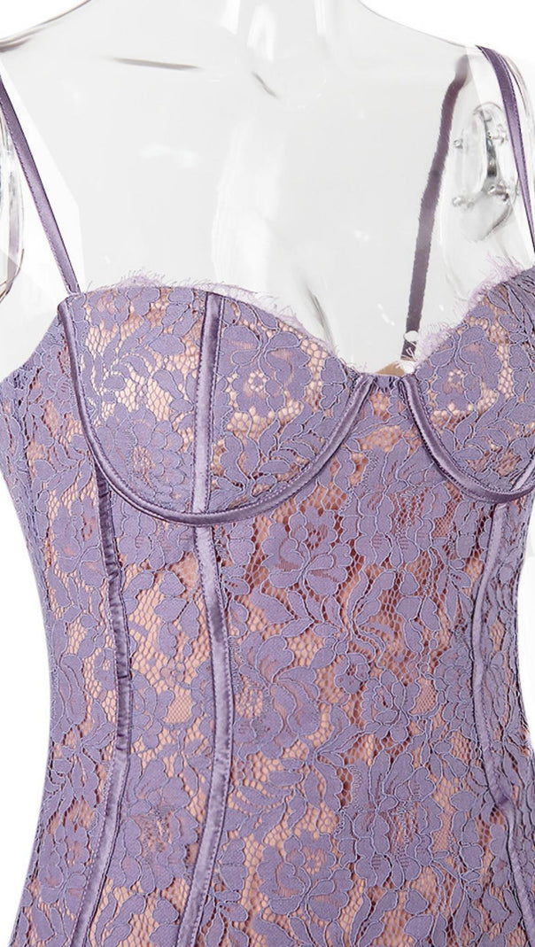 AIIZIE LACE MINI DRESS IN PURPULE - product image