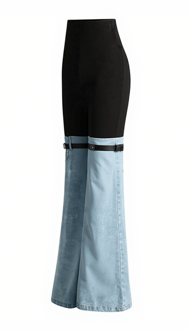 AIIZIE NEREIDA HIGH WAIST COLOR BLOCK WIDE LEG PANTS - product image