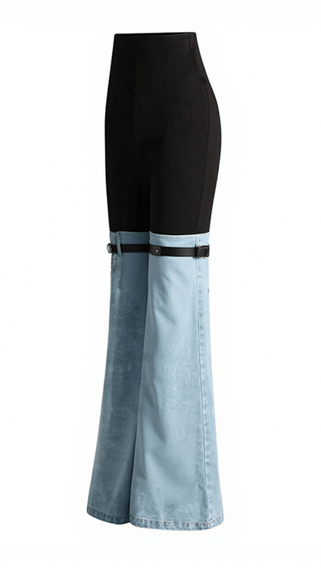 NEREIDA HIGH WAIST COLOR BLOCK WIDE LEG PANTS