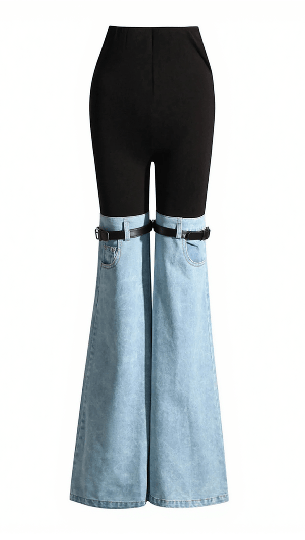 AIIZIE NEREIDA HIGH WAIST COLOR BLOCK WIDE LEG PANTS - product image