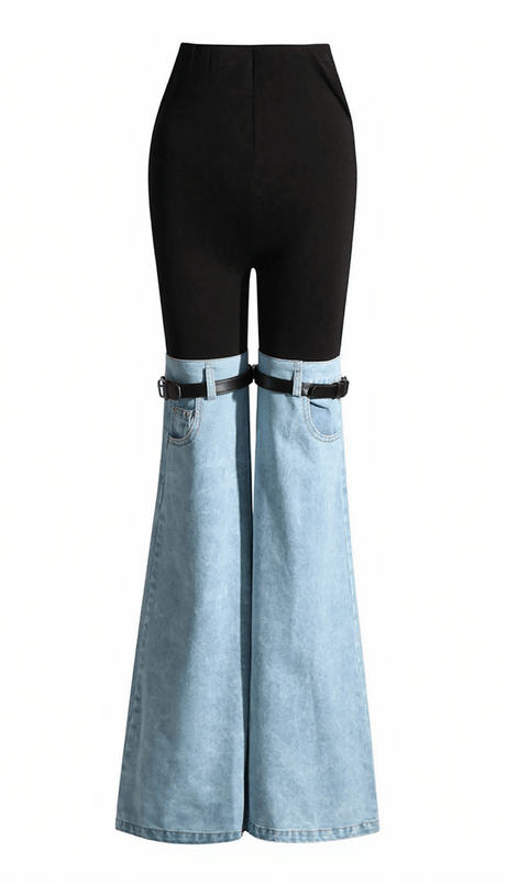 NEREIDA HIGH WAIST COLOR BLOCK WIDE LEG PANTS