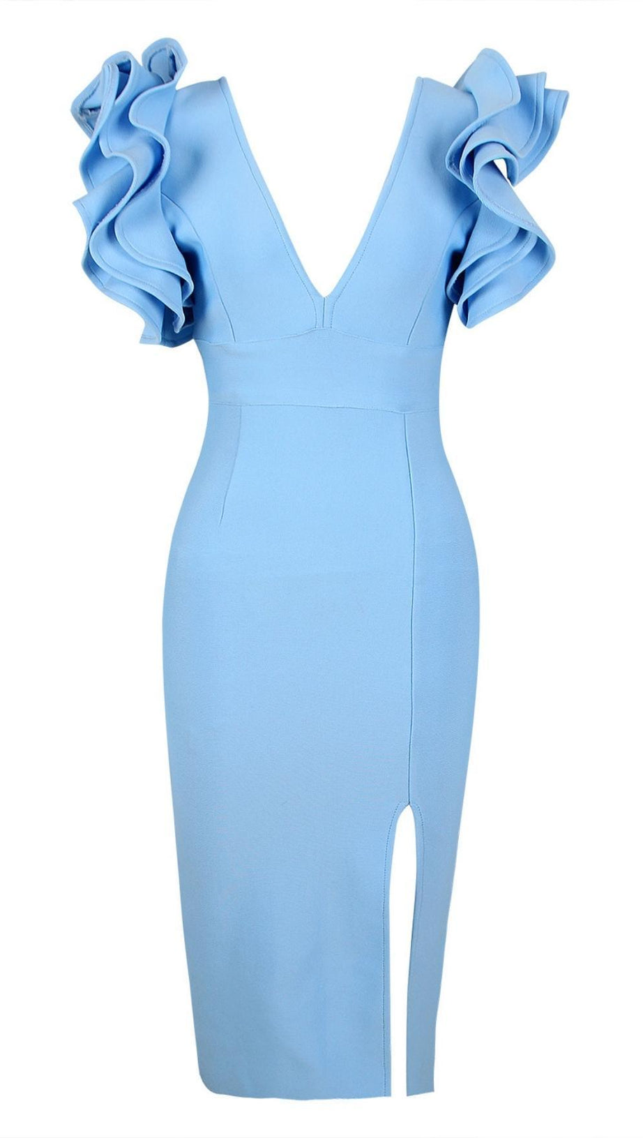 SPLIT MIDI DRESS IN BLUE AIIZIE SPLIT MIDI DRESS IN BLUE AIIZIE