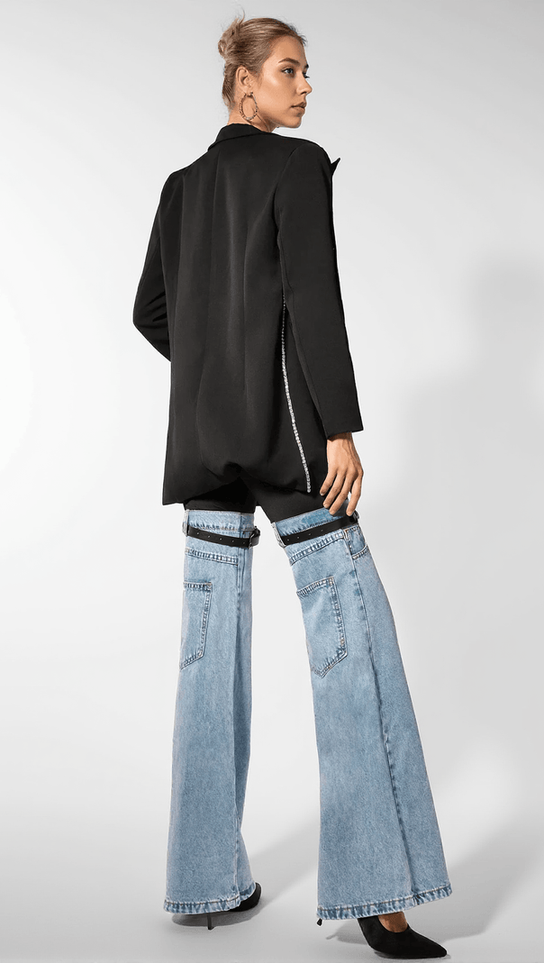 AIIZIE NEREIDA HIGH WAIST COLOR BLOCK WIDE LEG PANTS - product image