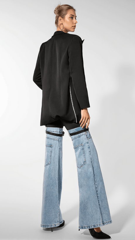 NEREIDA HIGH WAIST COLOR BLOCK WIDE LEG PANTS