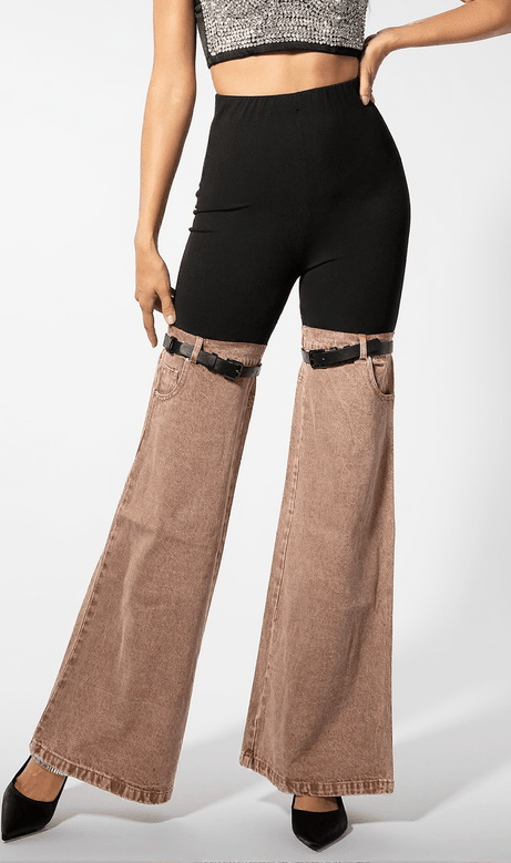 Pantaloni a gamba larga con vita alta e blocchi di colore Kallipateira