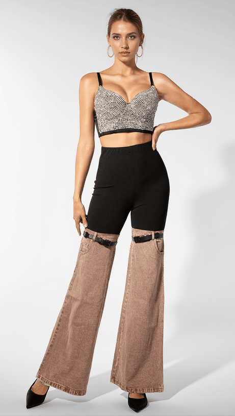 KALLIPATEIRA HIGH WAIST COLOR BLOCK WIDE LEG PANTS