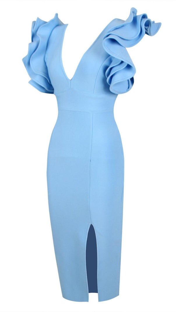 AIIZIE SPLIT MIDI DRESS IN BLUE - product image