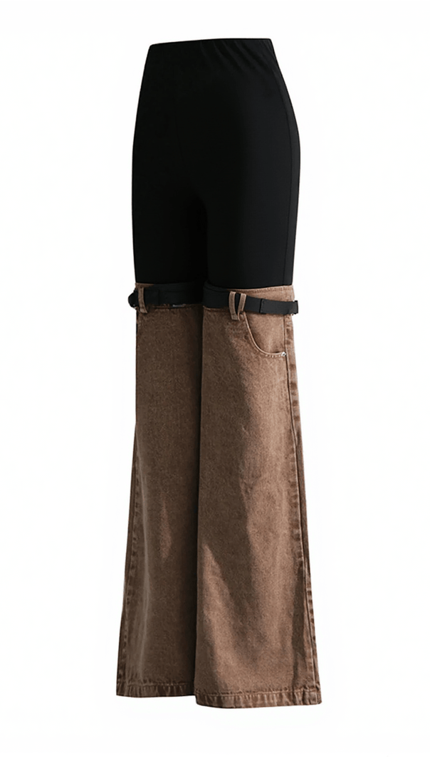 AIIZIE KALLIPATEIRA HIGH WAIST COLOR BLOCK WIDE LEG PANTS - product image