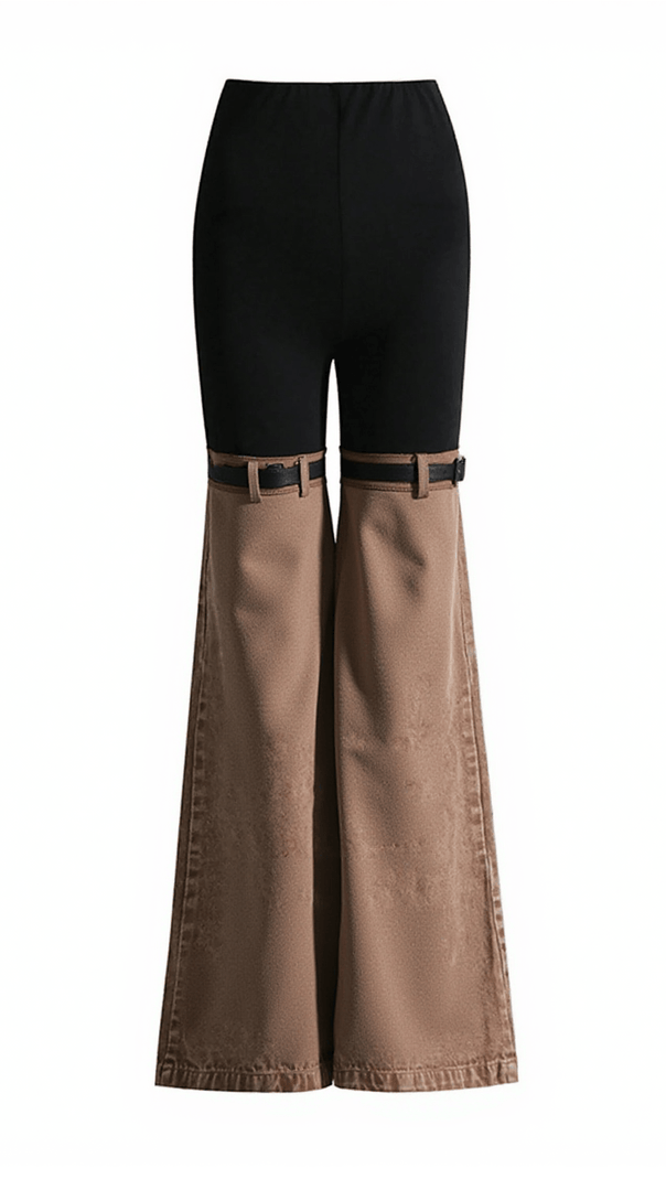 AIIZIE KALLIPATEIRA HIGH WAIST COLOR BLOCK WIDE LEG PANTS - product image