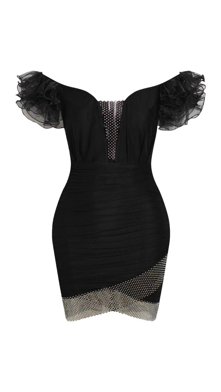 SPITZEN-MINIKLEID IN SCHWARZ 