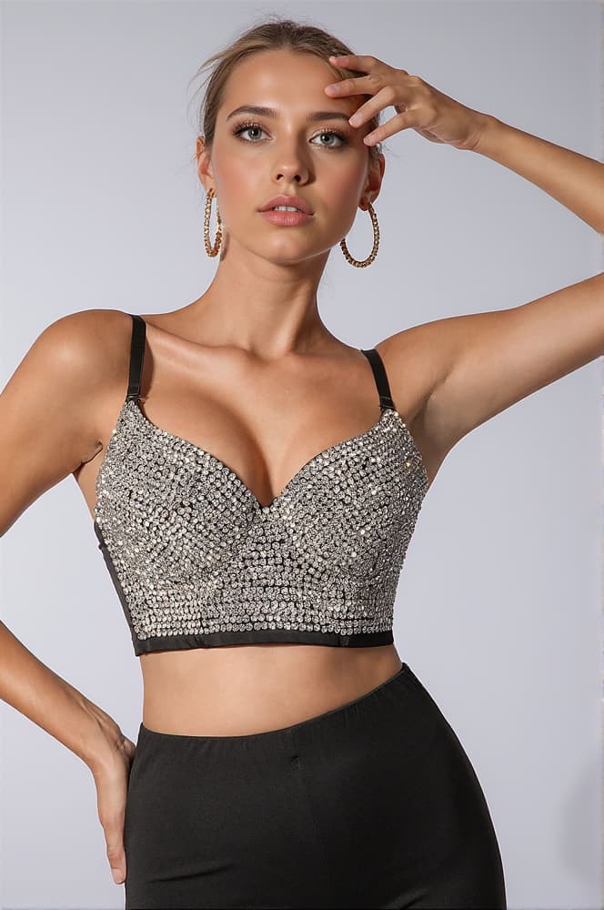 Celyne Sparkling Rhinestone Bustier Top