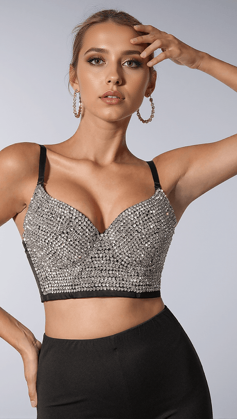 CELYNE SPARKLING RHINESTONE BUSTIER TOP