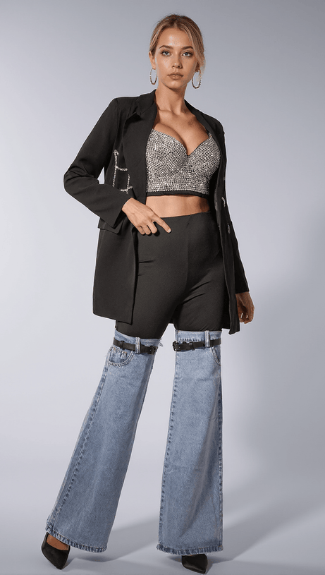 CELYNE SPARKLING RHINESTONE BUSTIER TOP