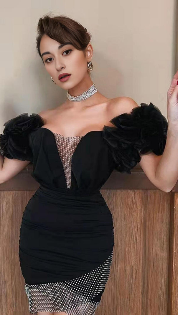 AIIZIE LACE MINI DRESS IN BLACK - product image