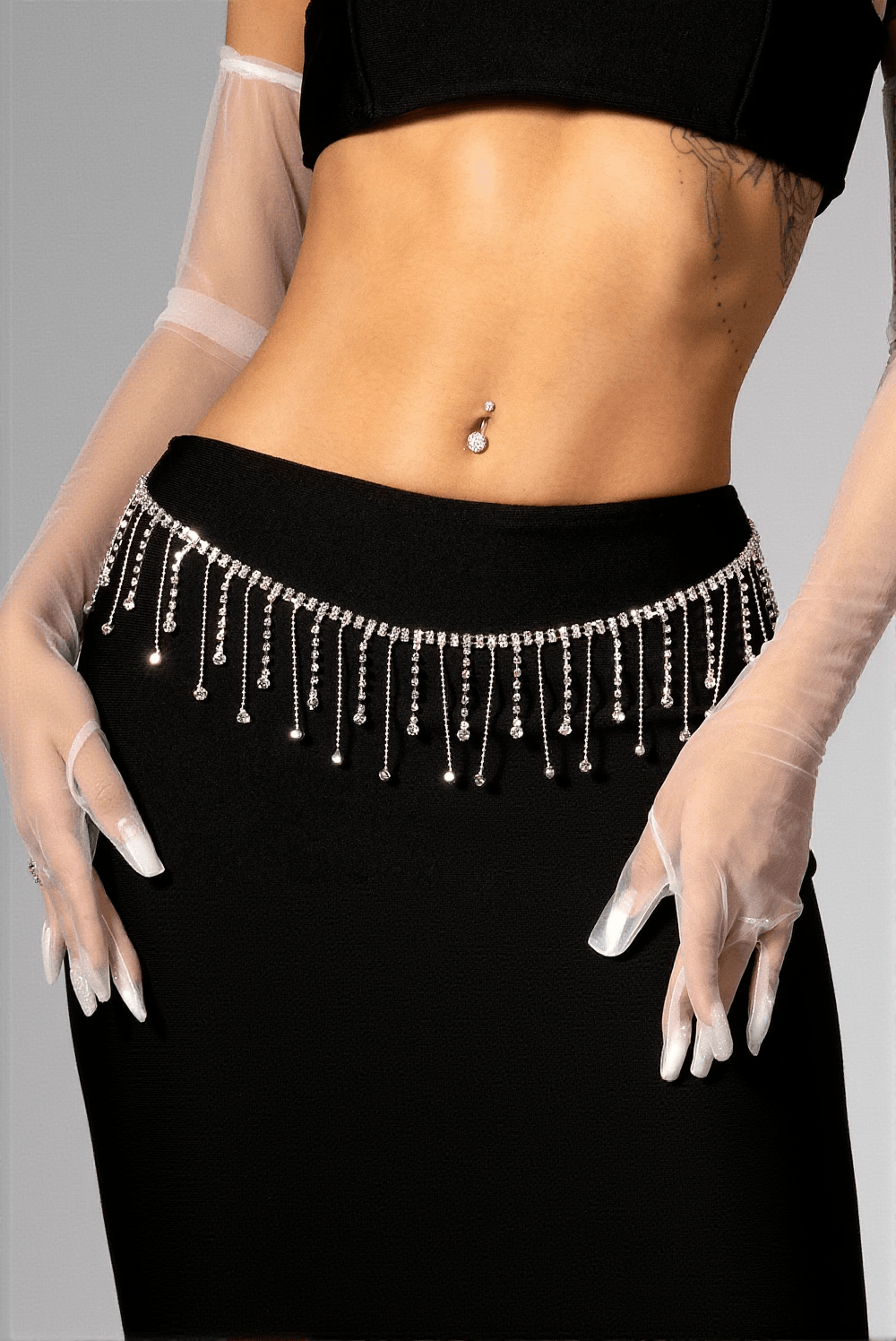 CAIUS CRYSTAL FRINGE WAIST CHAIN