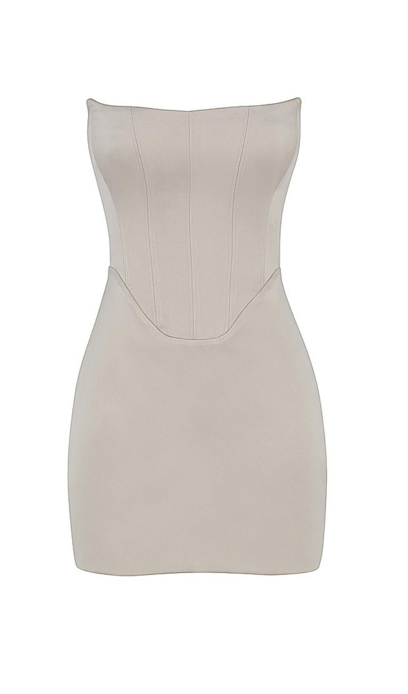 CORSET MINI DRESS IN BEIGE