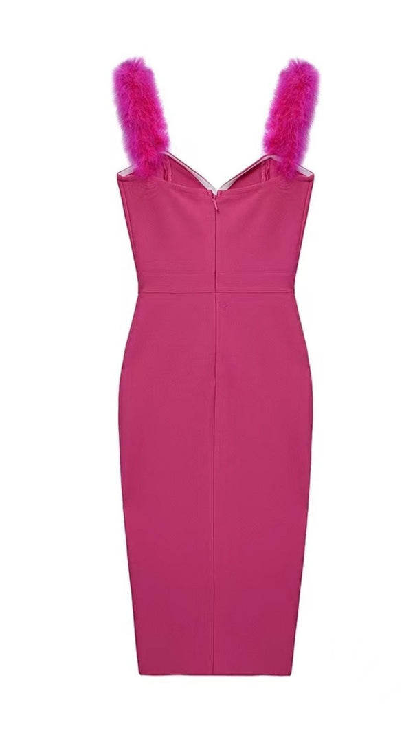 AIIZIE SPLIT FEATHER MAXI DRESS IN PINK - product image