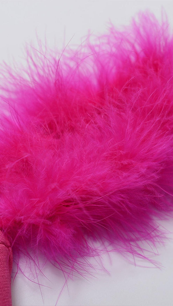 AIIZIE SPLIT FEATHER MAXI DRESS IN PINK - product image