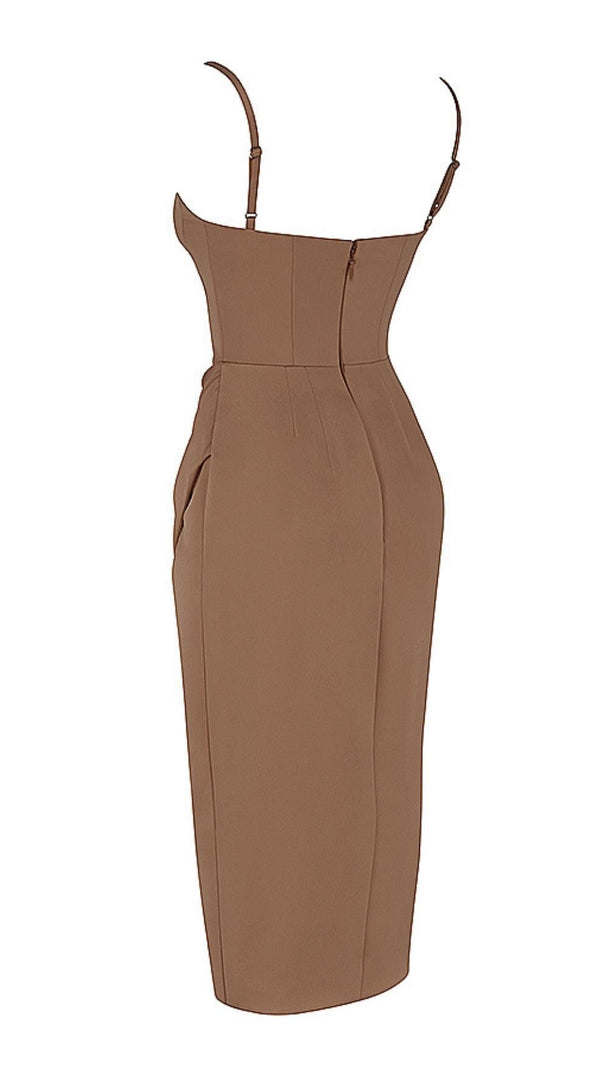 AIIZIE SATIN MIDI DRESS IN BROWN - product image