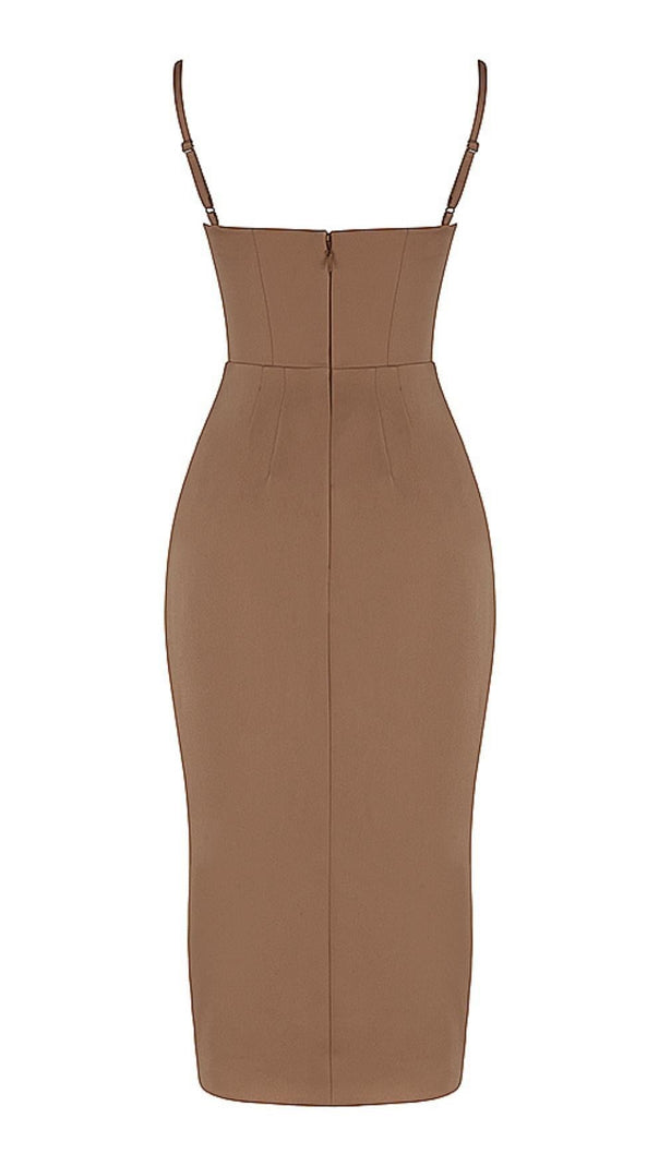 AIIZIE SATIN MIDI DRESS IN BROWN - product image