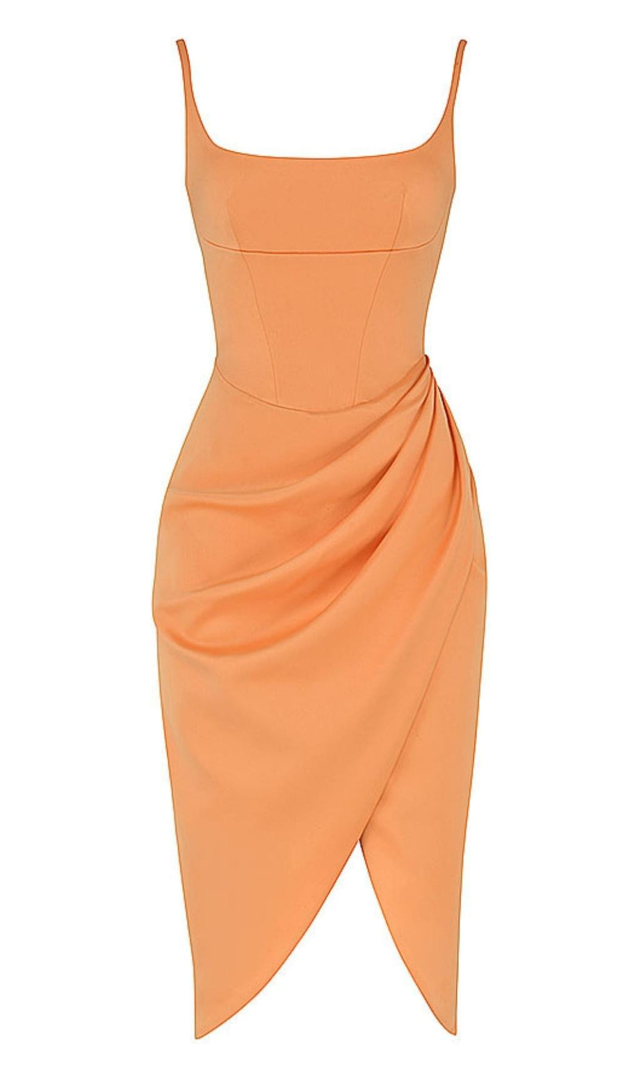 ABITO MIDI IN RASO ARANCIONE