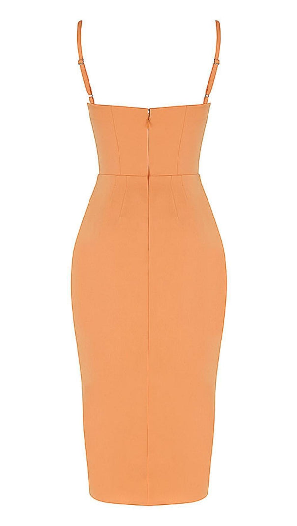 AIIZIE SATIN MIDI DRESS IN ORANGE - product image