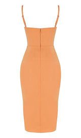 SATIN MIDI DRESS IN ORANGE