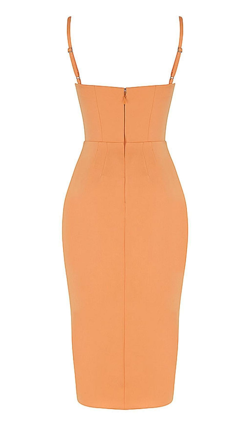 SATIN MIDI DRESS IN ORANGE