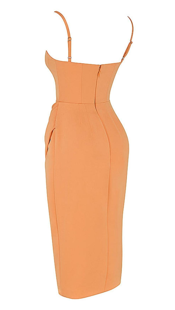 AIIZIE SATIN MIDI DRESS IN ORANGE - product image