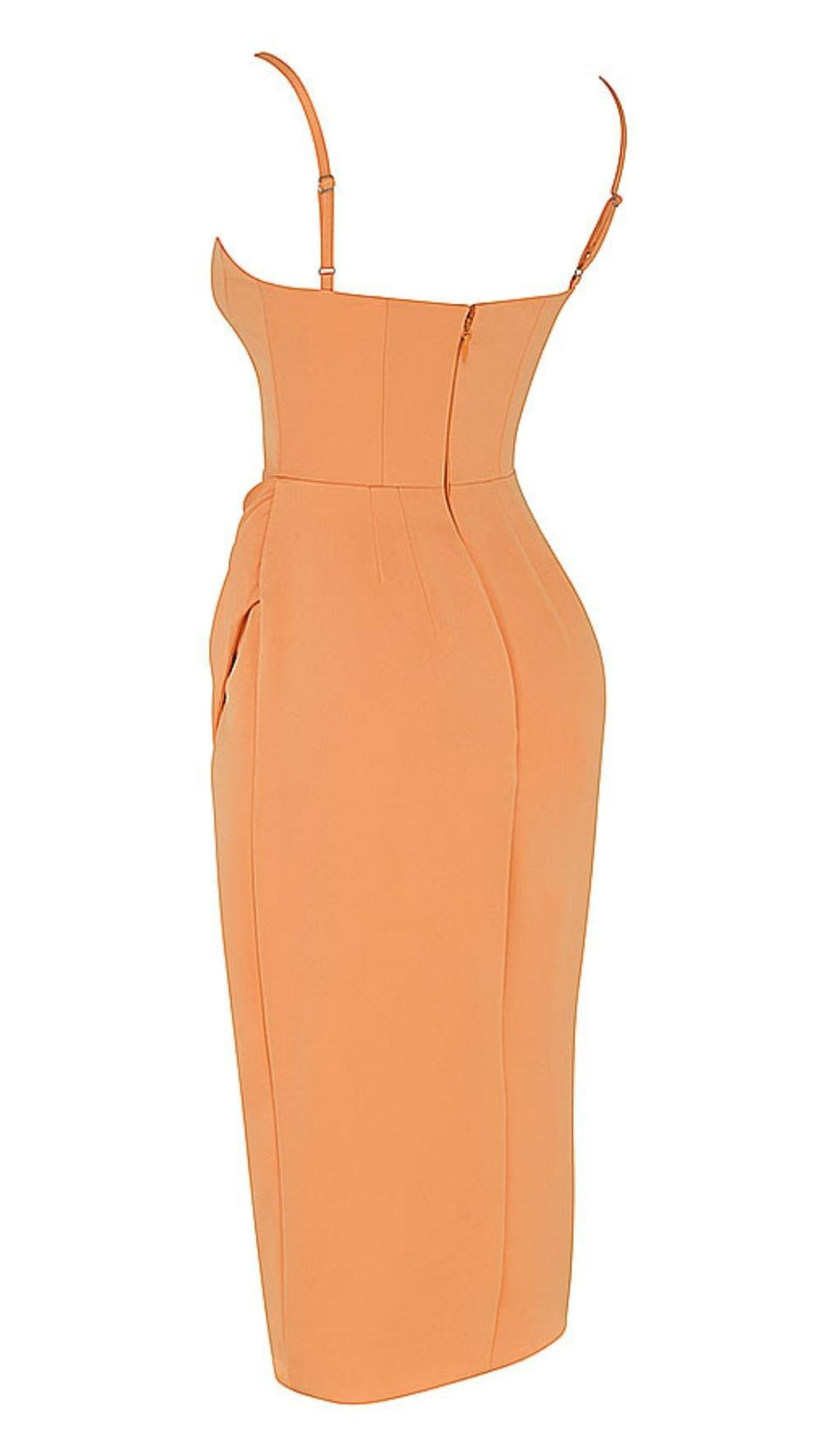 SATIN MIDI DRESS IN ORANGE