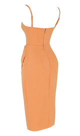 SATIN MIDI DRESS IN ORANGE