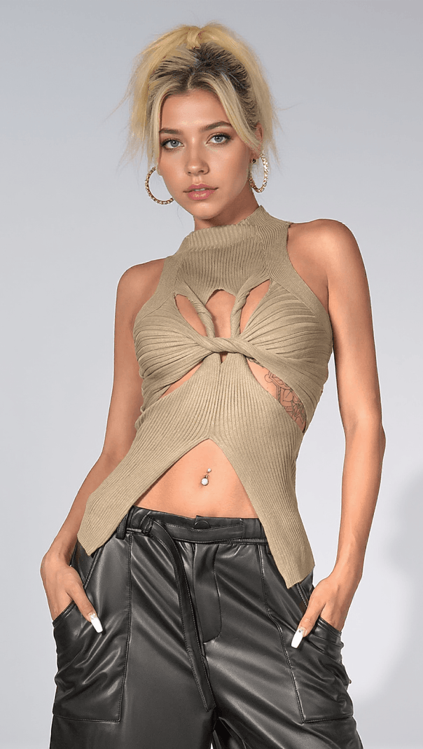 AIIZIE ALYZAH IRREGULARLY CUTOUT KNIT TOP - product image