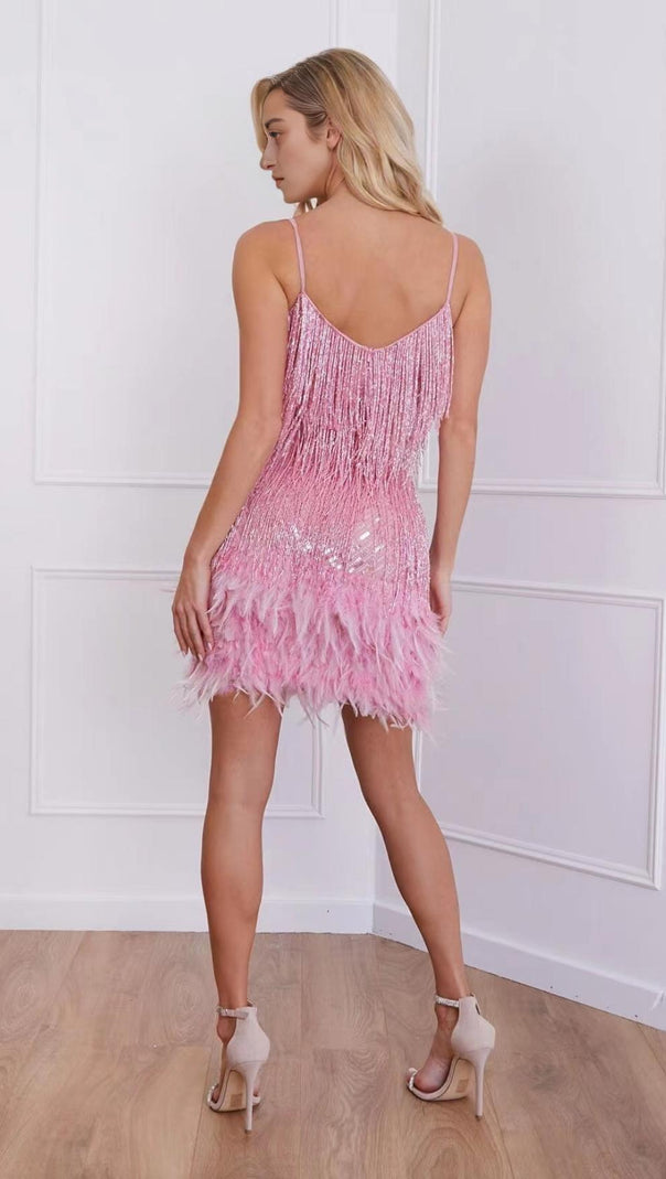 AIIZIE TASSEL FEATHER MINI DRESS - product image