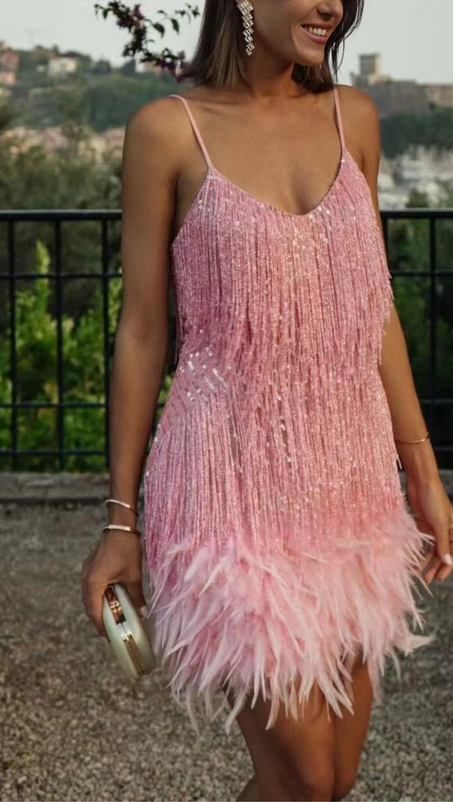 TASSEL FEATHER MINI DRESS