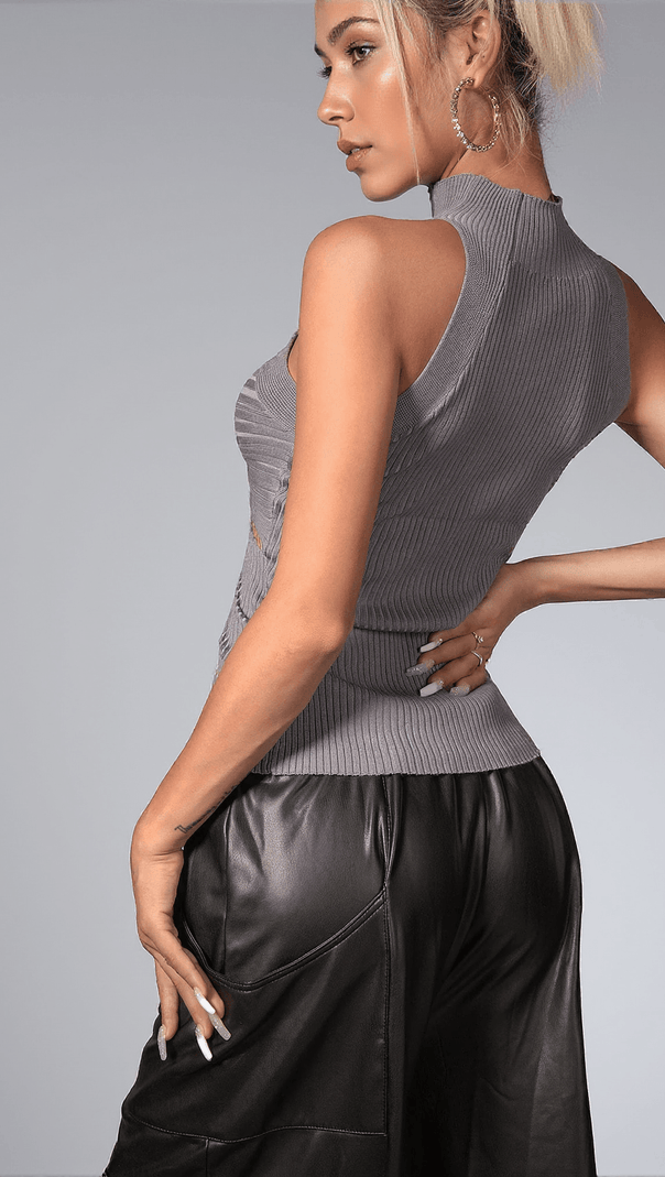 Alyzah Irregularly Cutout Knit Top