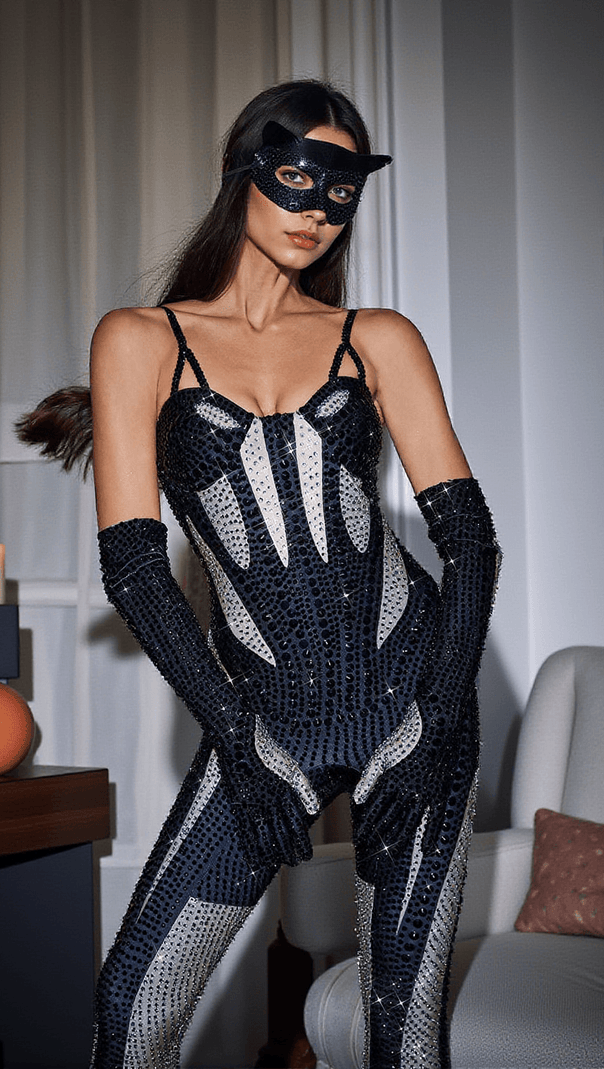AIIZIE AMALIA DIAMANTE JUMPSUIT IN BLACK - product image
