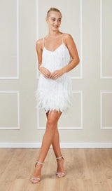 TASSEL FEATHER MINI DRESS