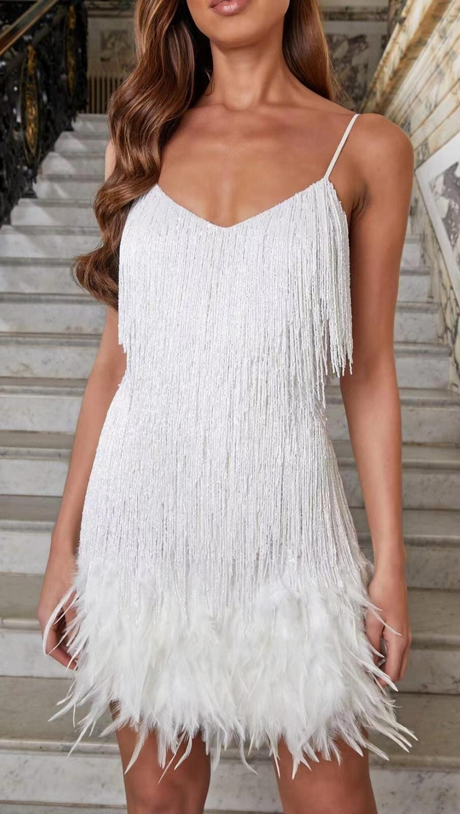 TASSEL FEATHER MINI DRESS