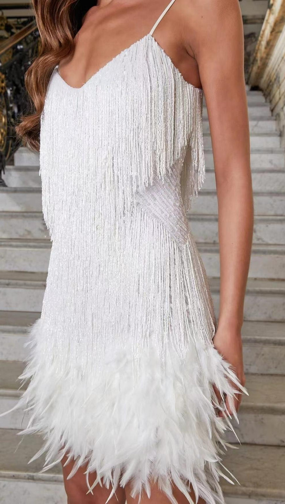 TASSEL FEATHER MINI DRESS