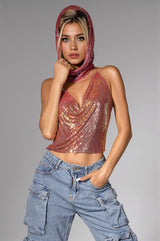 Adriane Sequin Top with Headscarf