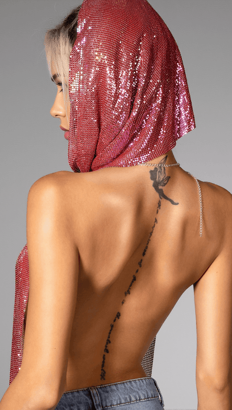 Adriane Paillettentop mit Kopftuch