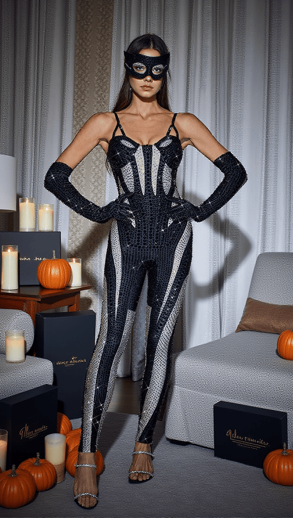 AIIZIE AMALIA DIAMANTE JUMPSUIT IN BLACK - product image