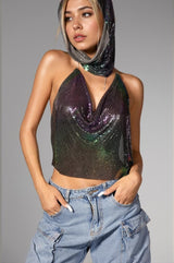 Adriane Sequin Top with Headscarf