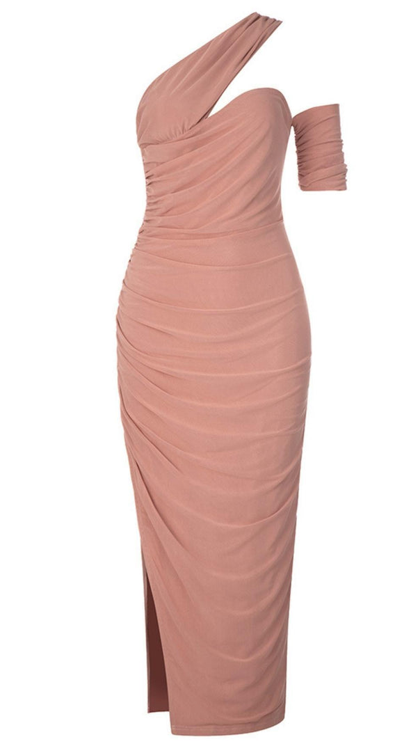AIIZIE ONE SHOULDER CUT OUT MIDI DRESS IN PINK - product image
