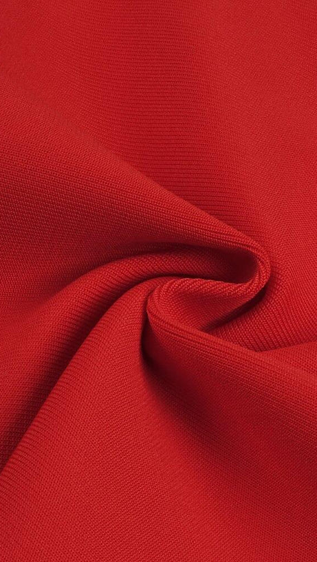 BOW CREWNECK MINI DRESS IN RED