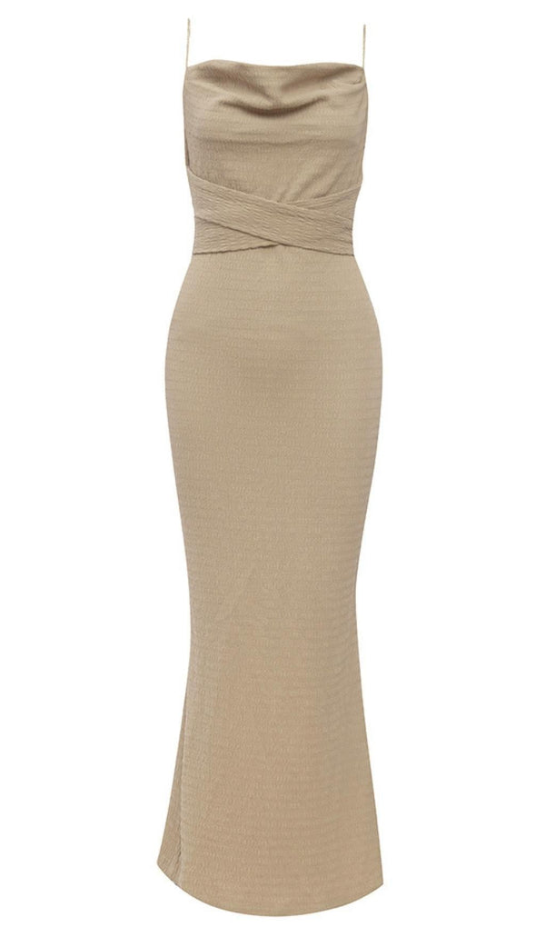 SPLIT MAXI DRESS IN BEIGE